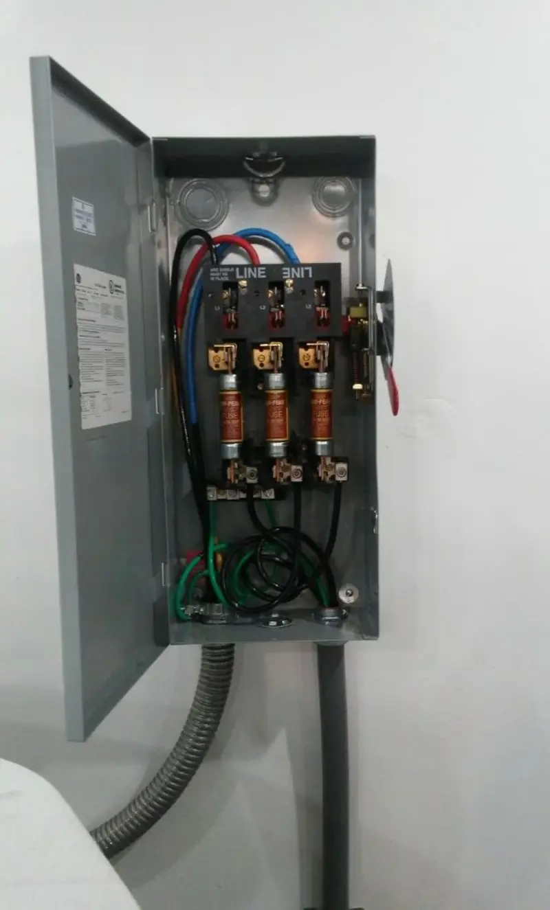 Three-phase disconnect switch installed for Smoke Detector Installation in Brockton